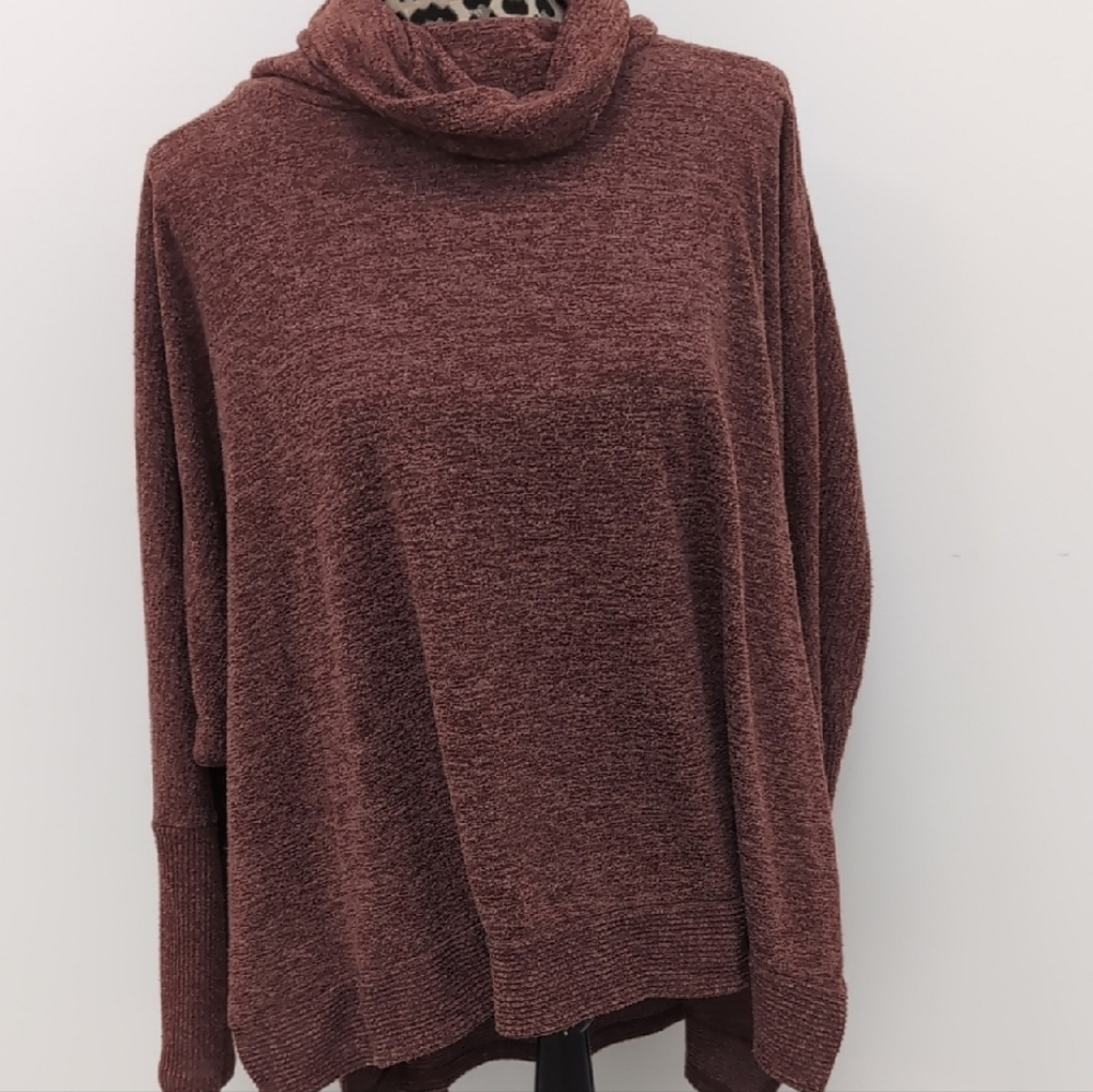 Zenana Rust Cowl Neck Sweater